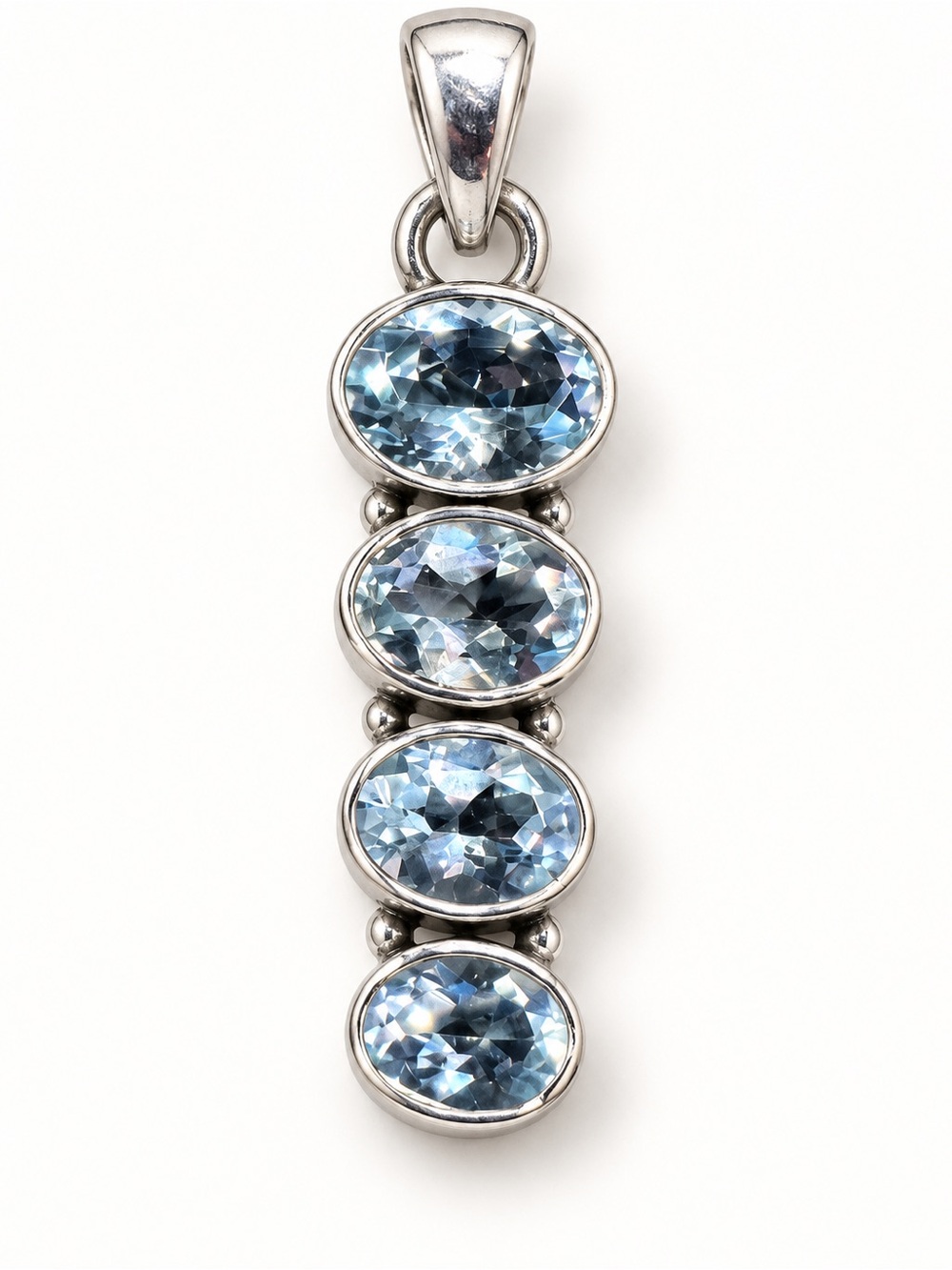 Sterling Silver Blue Topaz Four-Stone Pendant